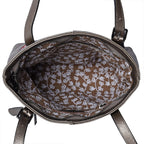 100% Genuine Leather Multi Colour Embroidery Pattern Shoulder Bag with External Zipper Pocket (Size 30x13x35) - Bronze