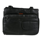 Le Monde - 100% Genuine Leather Multi Pocket Ladies Shoulder Bag with Zipper Closure - Black