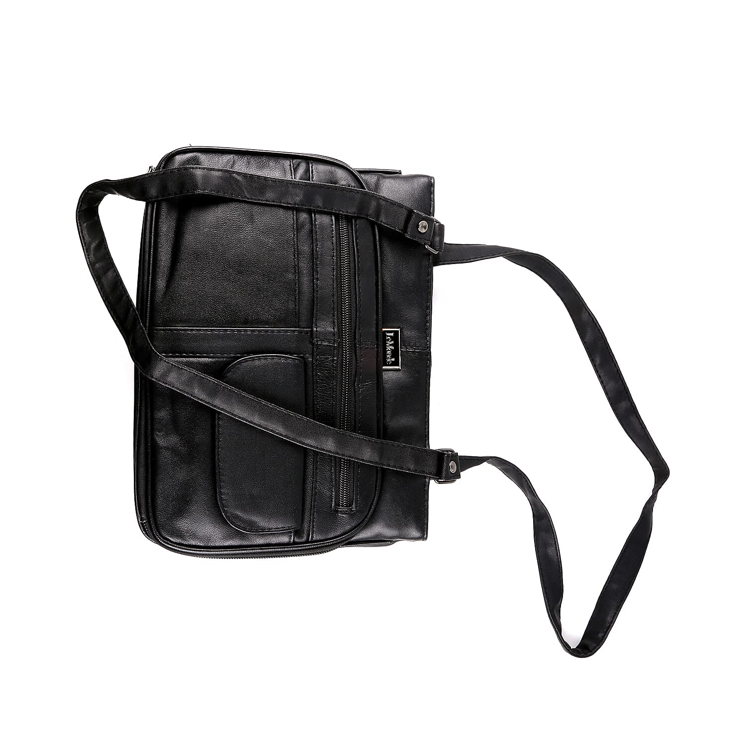 Le Monde - 100% Genuine Leather Multi Pocket Ladies Shoulder Bag with Zipper Closure - Black