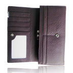 DEAL OF THE DAY - 100% Genuine Leather Patchwork Detail Triple Fold Wallet - Purple