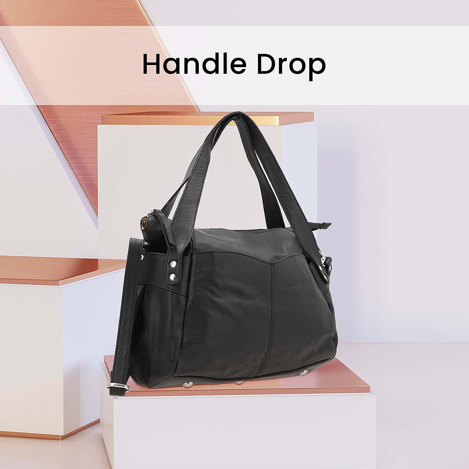 100% Genuine Leather RFID Bailey Bag - Black