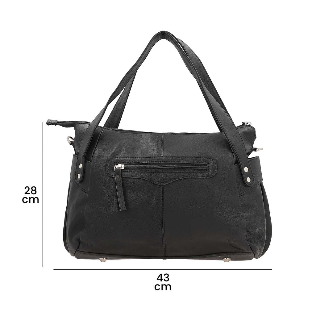 100% Genuine Leather RFID Bailey Bag - Black
