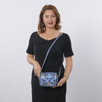 Sencilez Of Barcelona 100% Genuine Leather Snake Pattern Handbag with Shoulder Strap - Blue