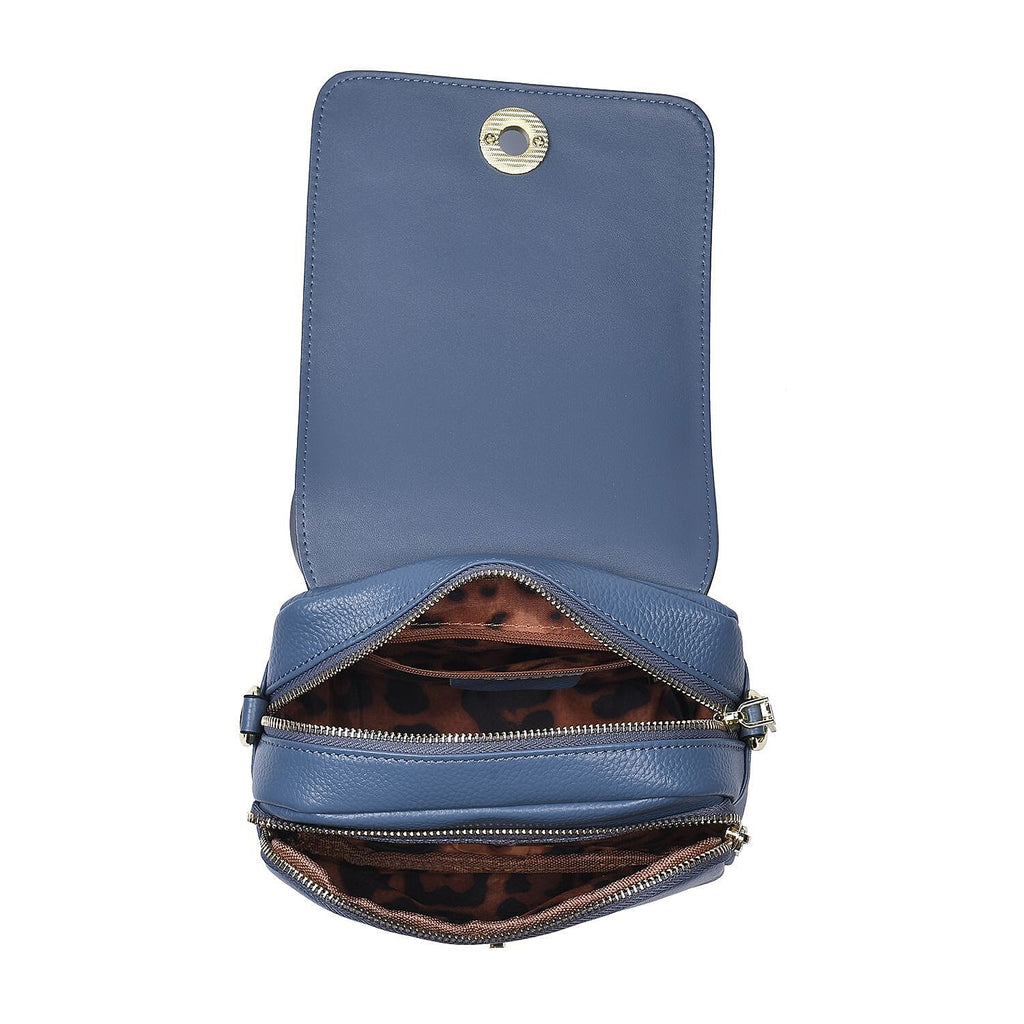 Sencilez Of Barcelona 100% Genuine Leather Snake Pattern Handbag with Shoulder Strap - Blue