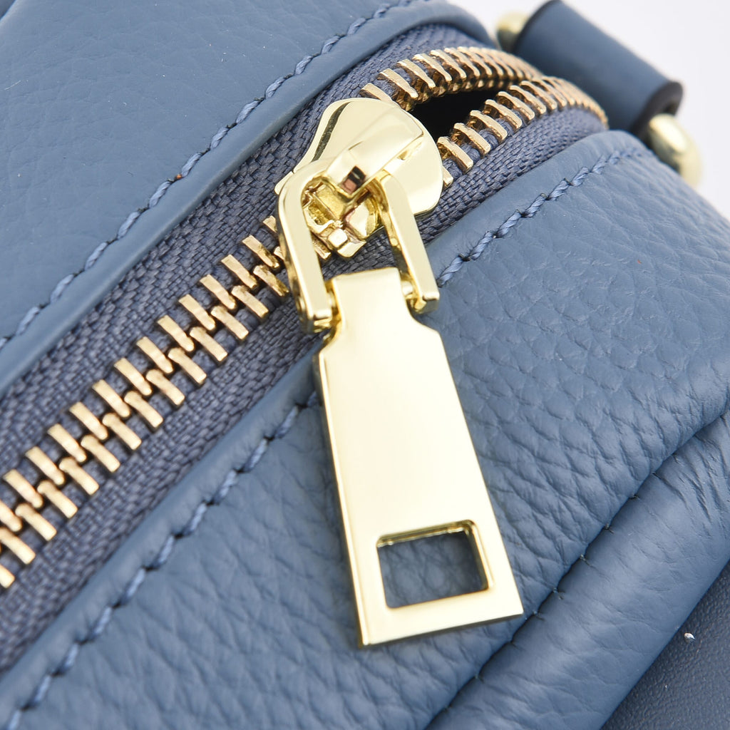 Sencilez Of Barcelona 100% Genuine Leather Snake Pattern Handbag with Shoulder Strap - Blue