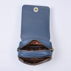 Sencilez Of Barcelona 100% Genuine Leather Snake Pattern Handbag with Shoulder Strap - Blue