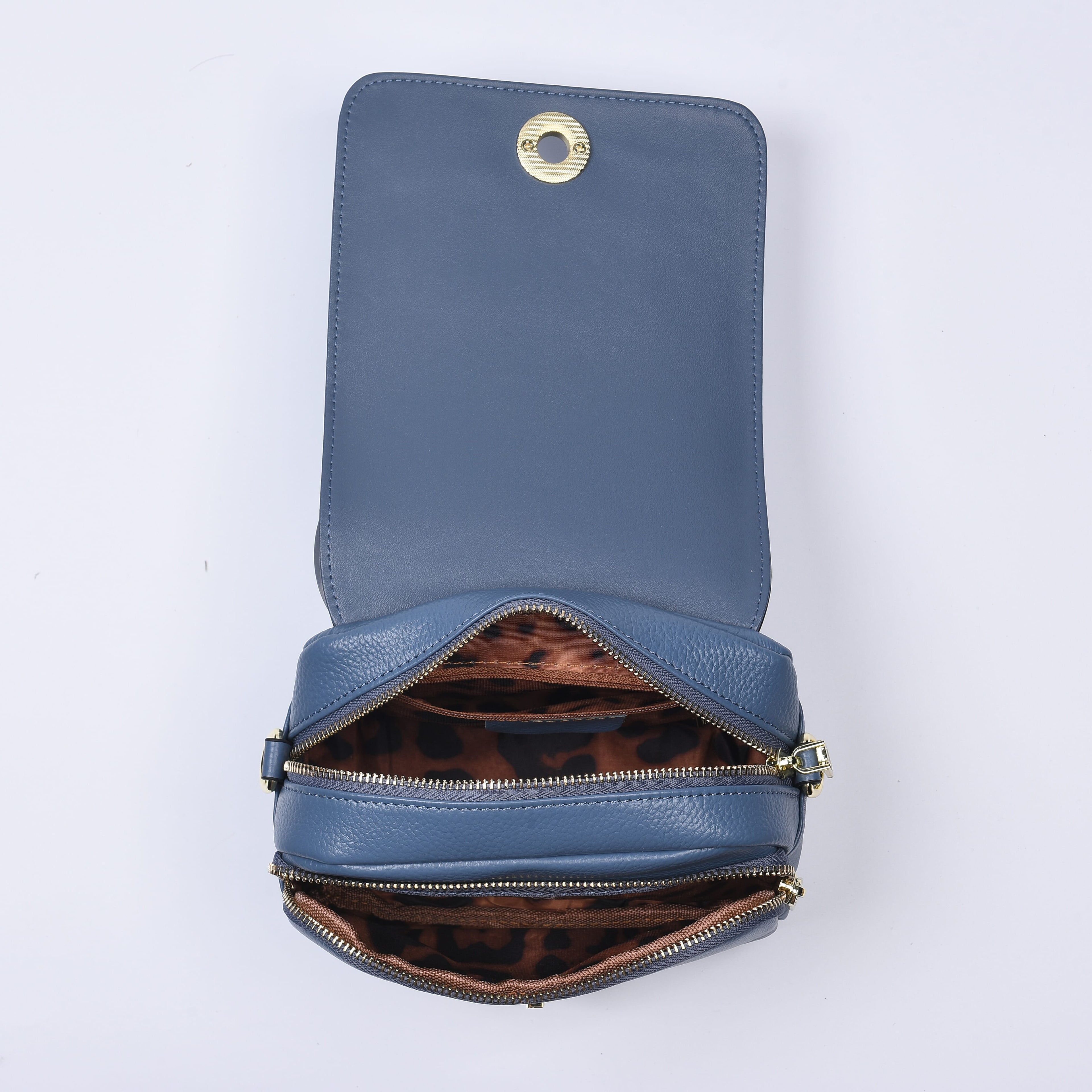 Sencilez Of Barcelona 100% Genuine Leather Snake Pattern Handbag with Shoulder Strap - Blue
