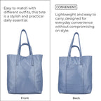 100% Genuine Leather Unlined Metallic Tote Bag - Blue