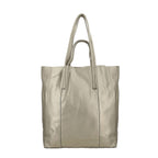 100% Genuine Leather Metalic Tote Bag With Handle Drop - Gold