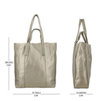 100% Genuine Leather Metalic Tote Bag With Handle Drop - Gold