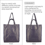 100% Genuine Leather Unlined Metallic Tote Bag - Purple