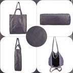 100% Genuine Leather Unlined Metallic Tote Bag - Purple