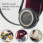 100% Genuine Leather Weaving Round Crossbody Bag - Black
