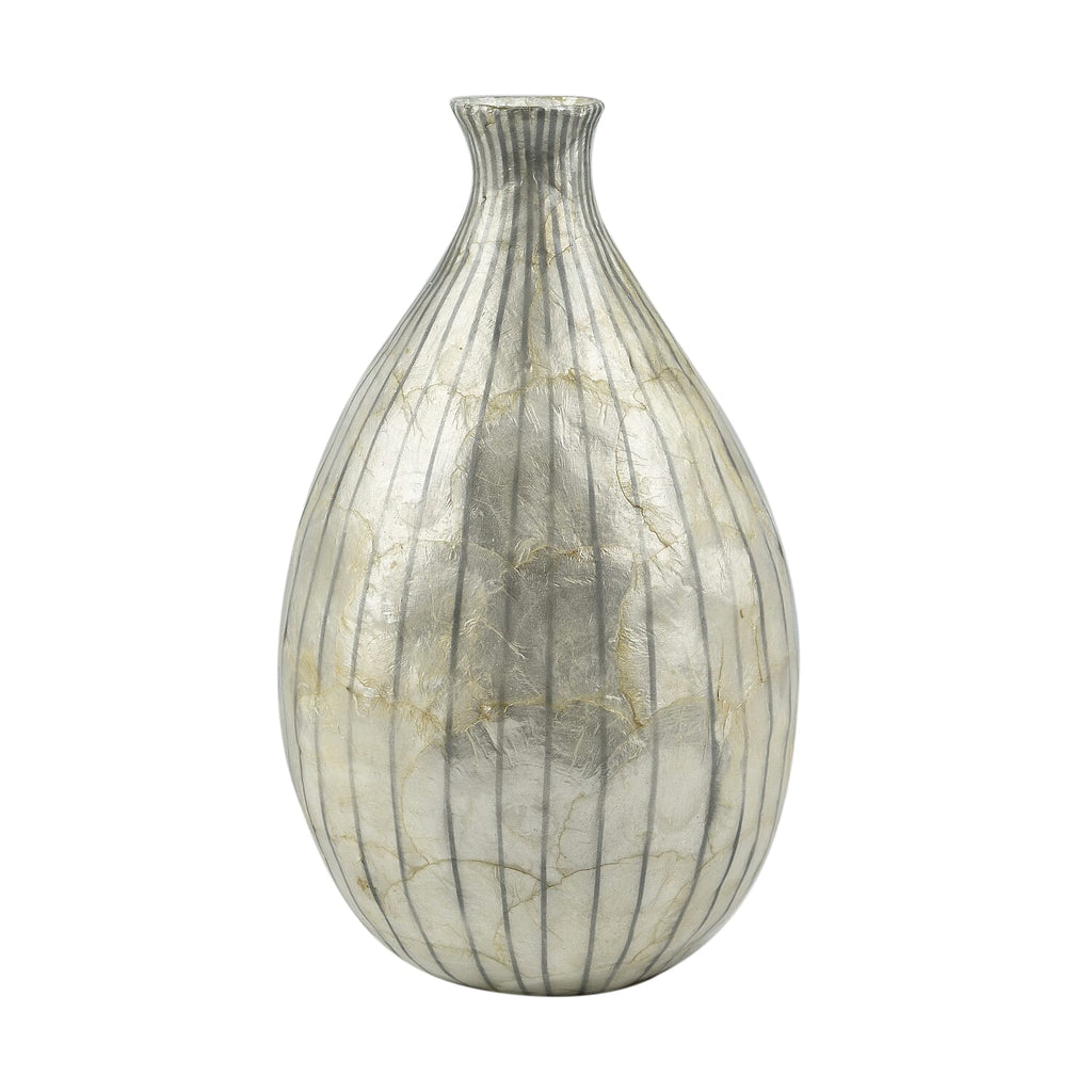100% Handmade Capiz Circular Pear Vase (Size 29x12 Cm) - Blue