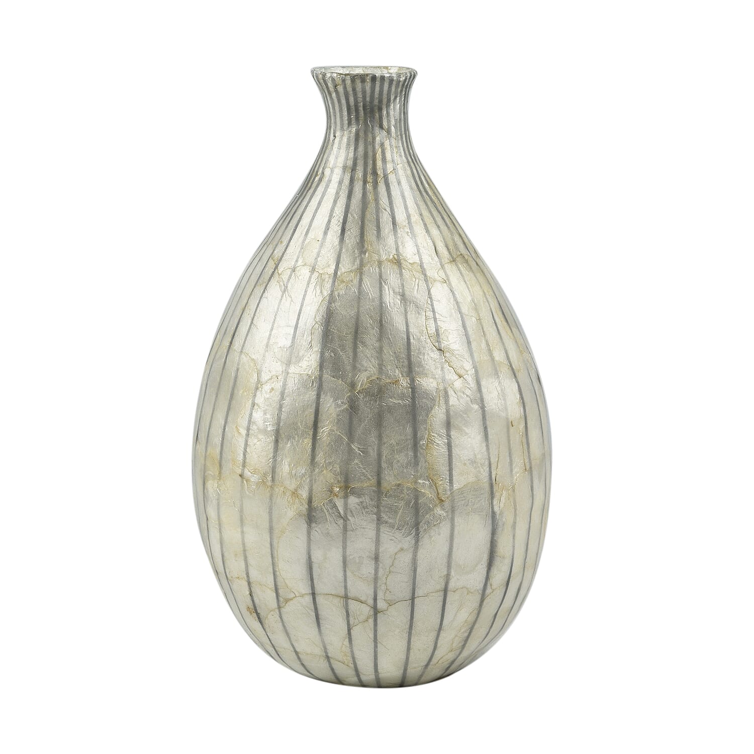 100% Handmade Capiz Circular Pear Vase (Size 29x12 Cm) - Blue