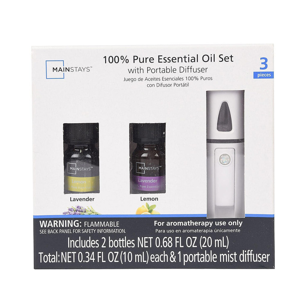 Rechargeable Cooling Face Mist Diffuser with 2 X 100% Pure Essential Oil (Lavender & Lemon 10ml Each)