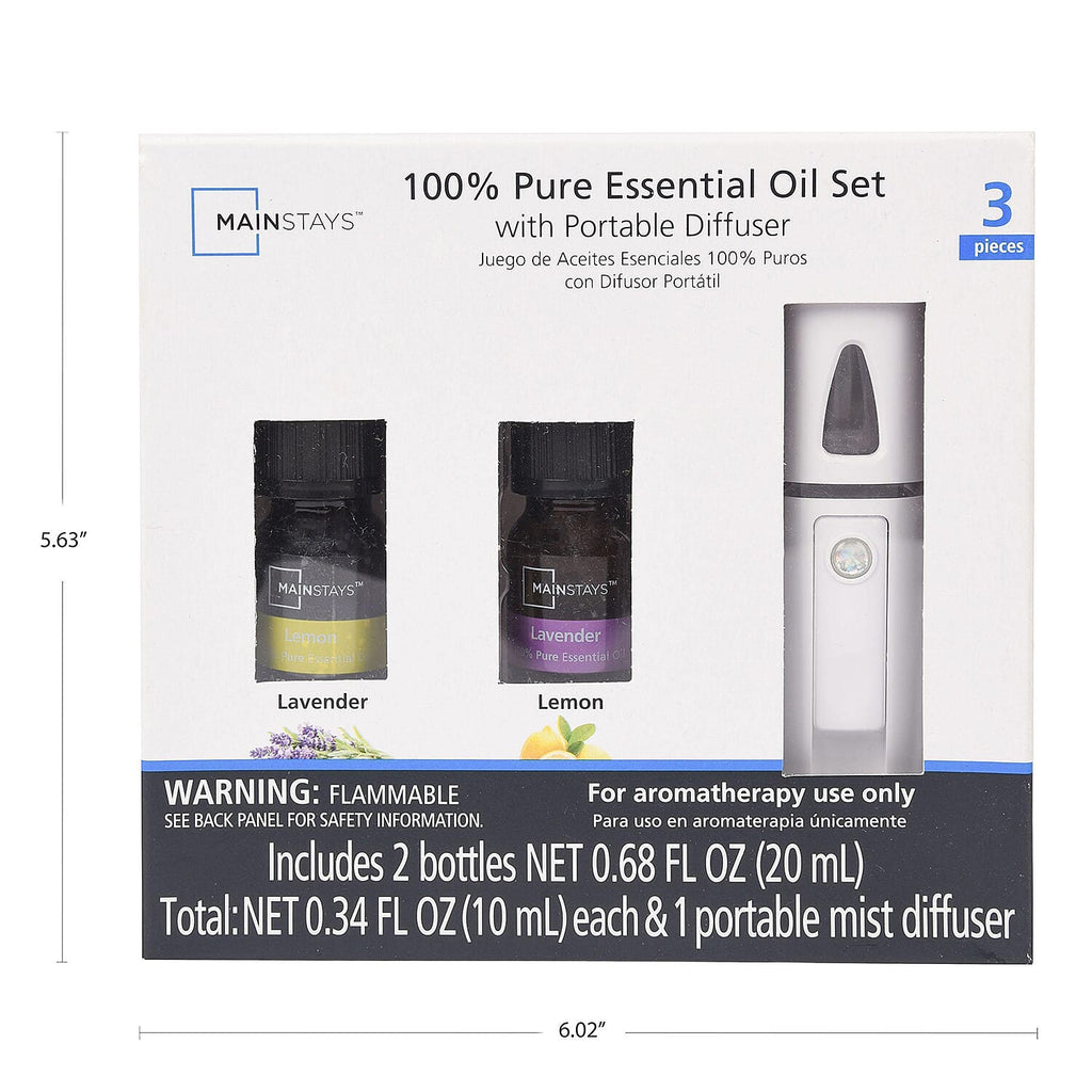Rechargeable Cooling Face Mist Diffuser with 2 X 100% Pure Essential Oil (Lavender & Lemon 10ml Each)