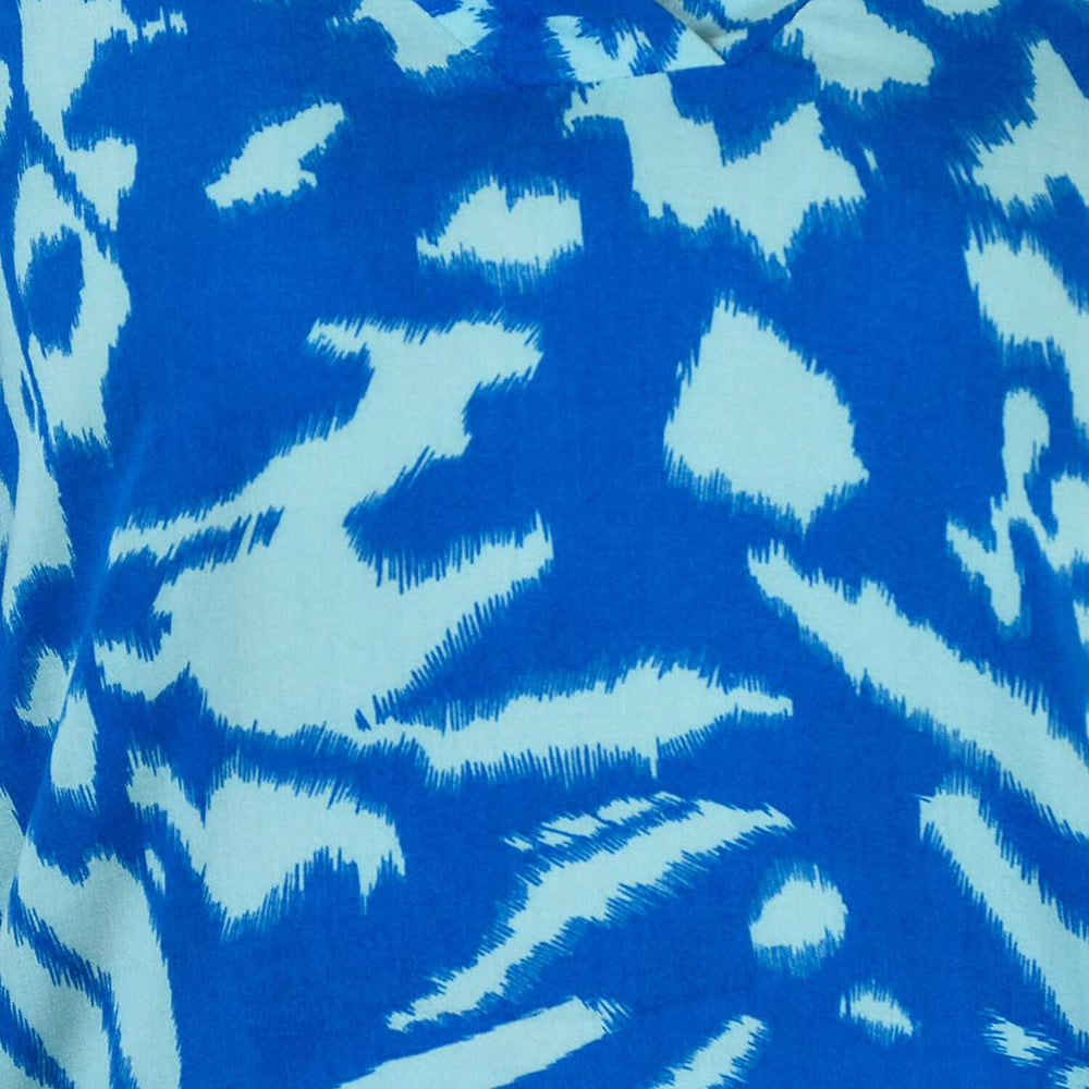 100% Viscose Long Sleeves Abstract Top (Size XXL) - Blue