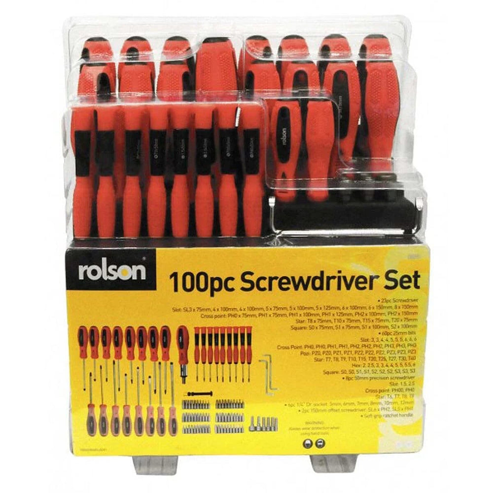 Rolson 100 Piece Screwdriver Set - Red