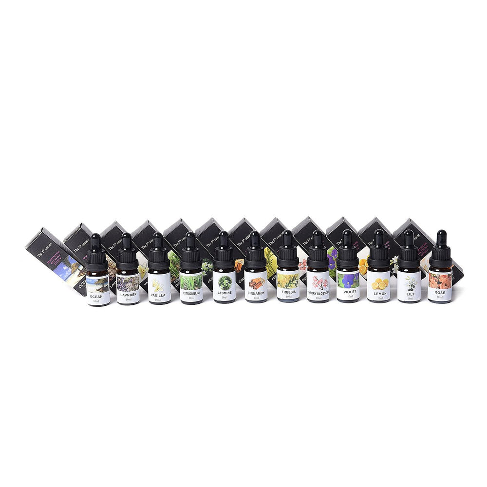 12 Piece Set - The 5th Season Fragrance Oils (Vanilla, Ocean, Rose, Lavender, Jasmine, Cinnamon, Lemon Grass, Violet, Freesia, Lily, Lemon, Cherry Blossom) - 10 ml each