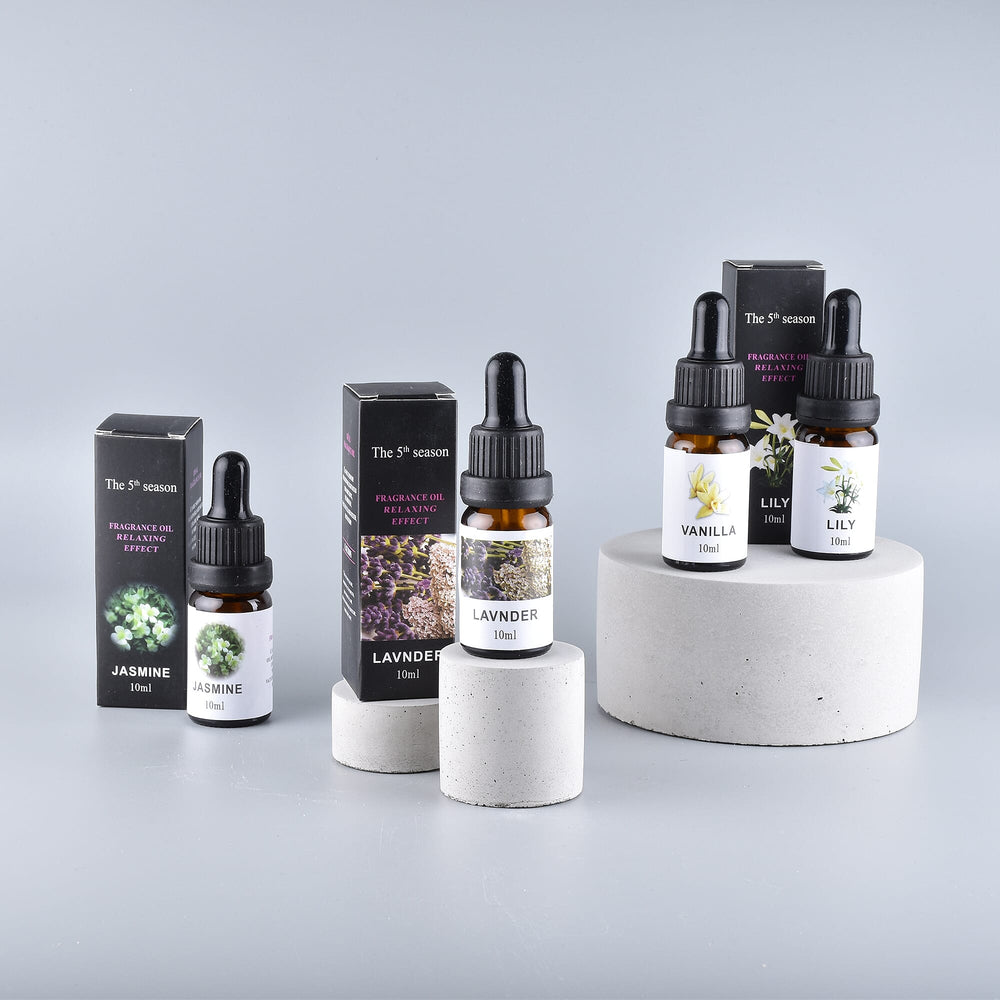 12 Piece Set - The 5th Season Fragrance Oils (Vanilla, Ocean, Rose, Lavender, Jasmine, Cinnamon, Lemon Grass, Violet, Freesia, Lily, Lemon, Cherry Blossom) - 10 ml each