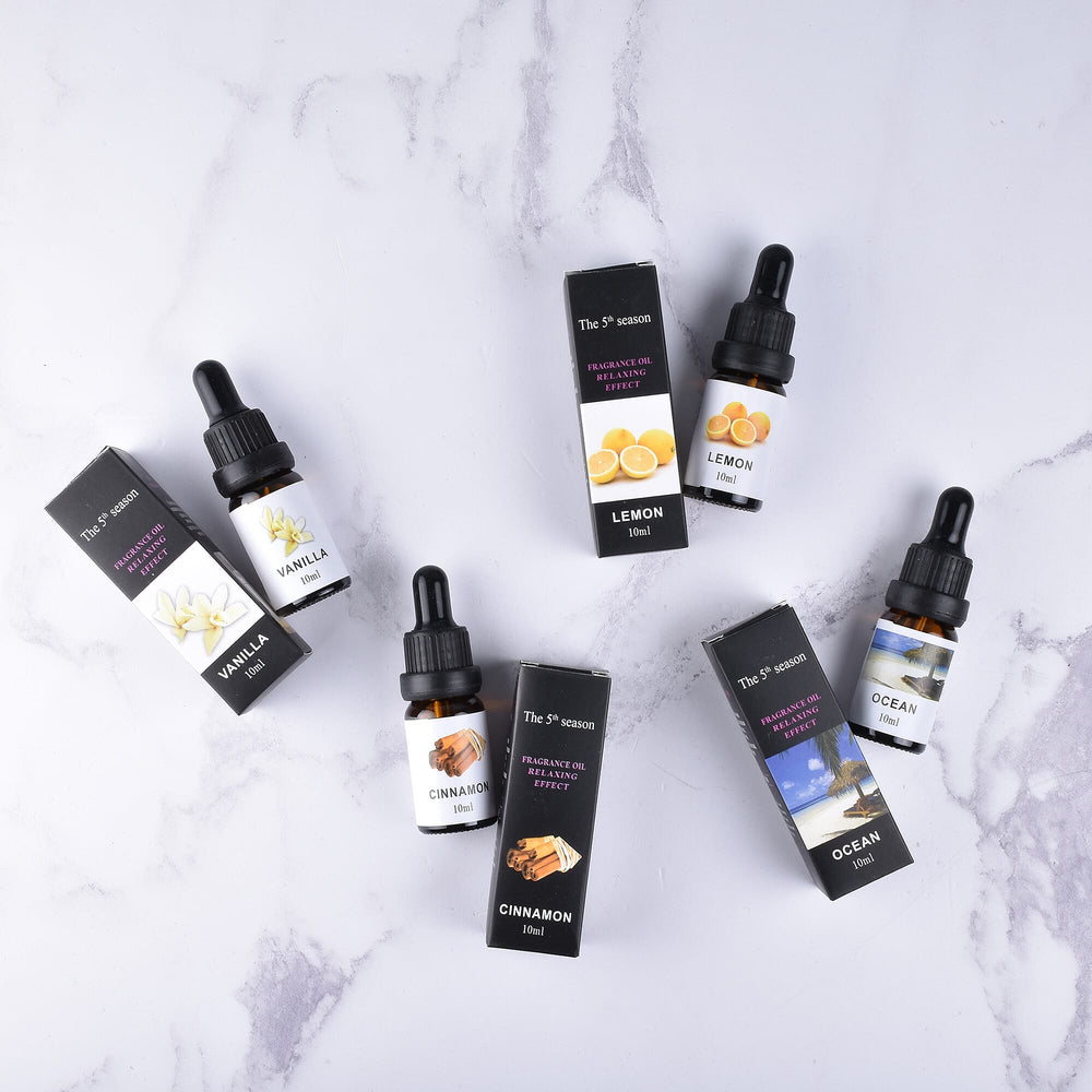 12 Piece Set - The 5th Season Fragrance Oils (Vanilla, Ocean, Rose, Lavender, Jasmine, Cinnamon, Lemon Grass, Violet, Freesia, Lily, Lemon, Cherry Blossom) - 10 ml each