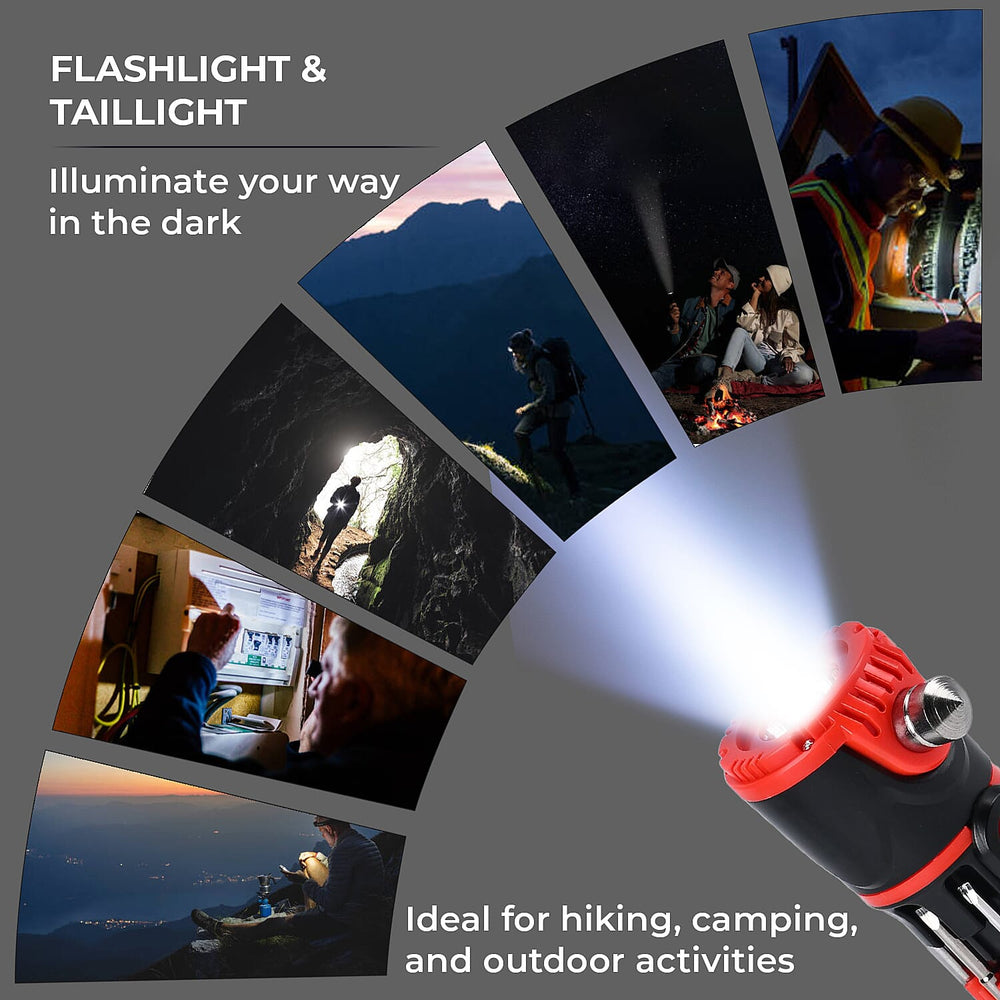 12 in 1 Multifunctional Flashlight ( Inc. 1 LED Light, Taillight, Seat Belt Cutter, 7 Screwdrivers - Many More) 3xAAA Battery (Not Inc.)