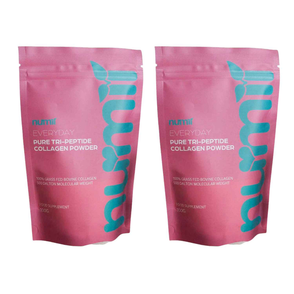 2 Pack nu-mii  EveryDay Pure Tri-Peptide Collagen Powder with 500 Dalton Molecular Weight - 100% Grass Fed Bovine Collagen - 100gm