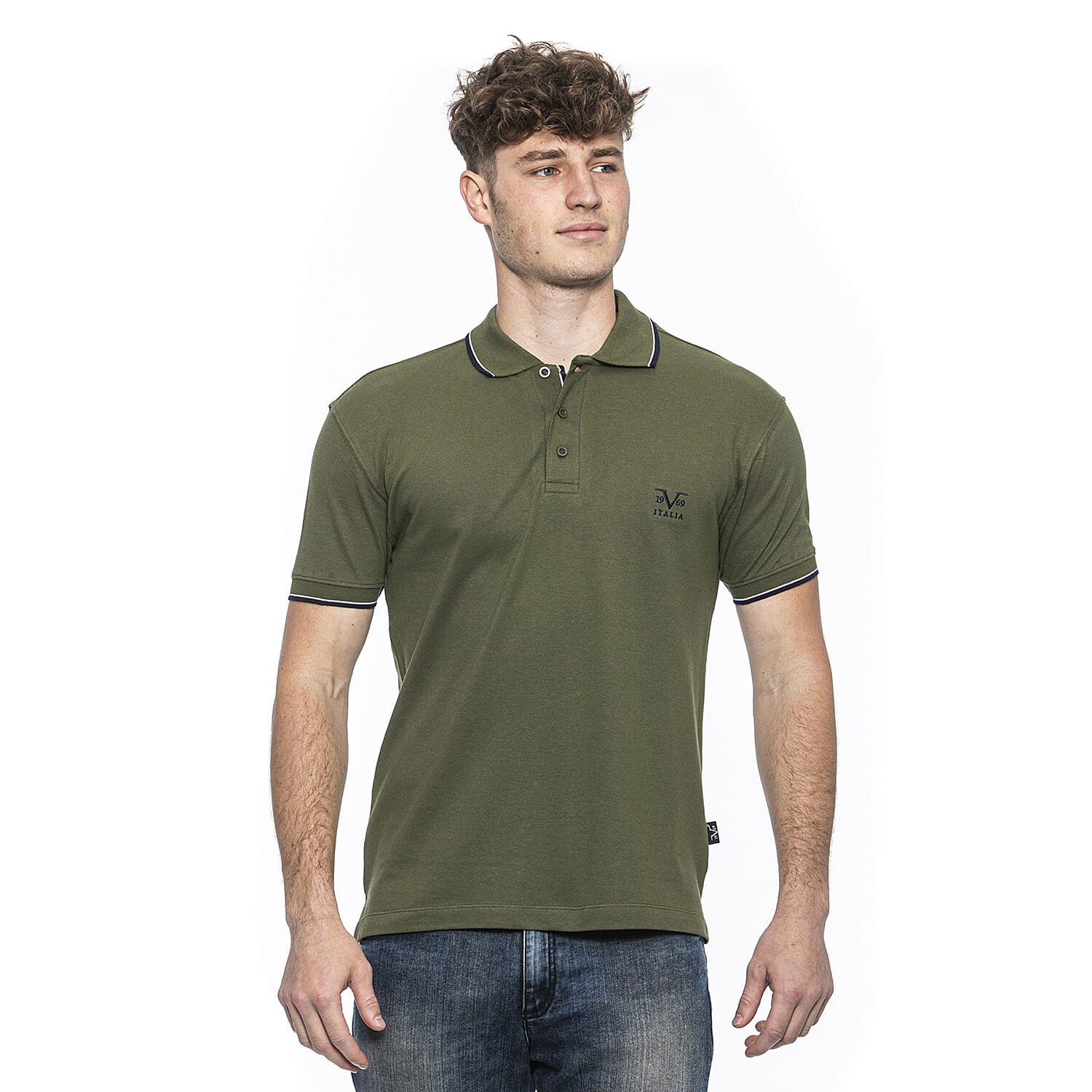 19V69 ITALIA by Alessandro Versace 100% Cotton Polo T-Shirt (Size XL) - Khaki