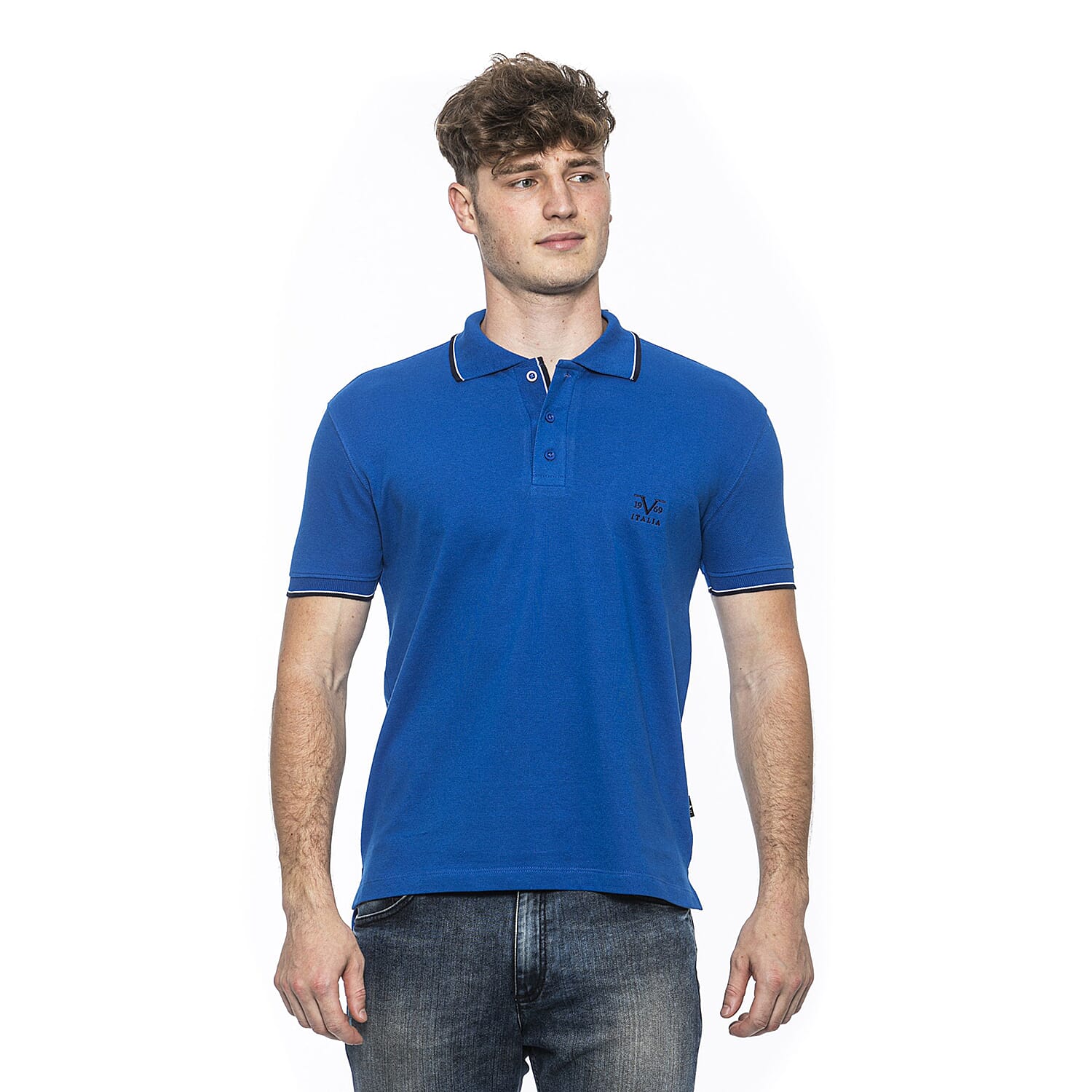 19V69 ITALIA by Alessandro Versace 100% Cotton Polo T-Shirt (Size M) - Royal