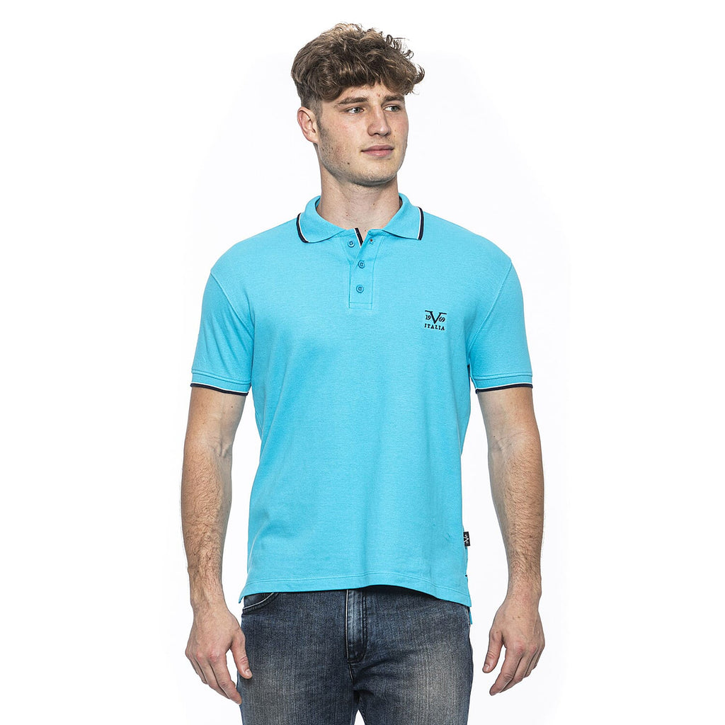 19V69 ITALIA by Alessandro Versace 100% Cotton Polo T-Shirt (Size M) - Turquoise