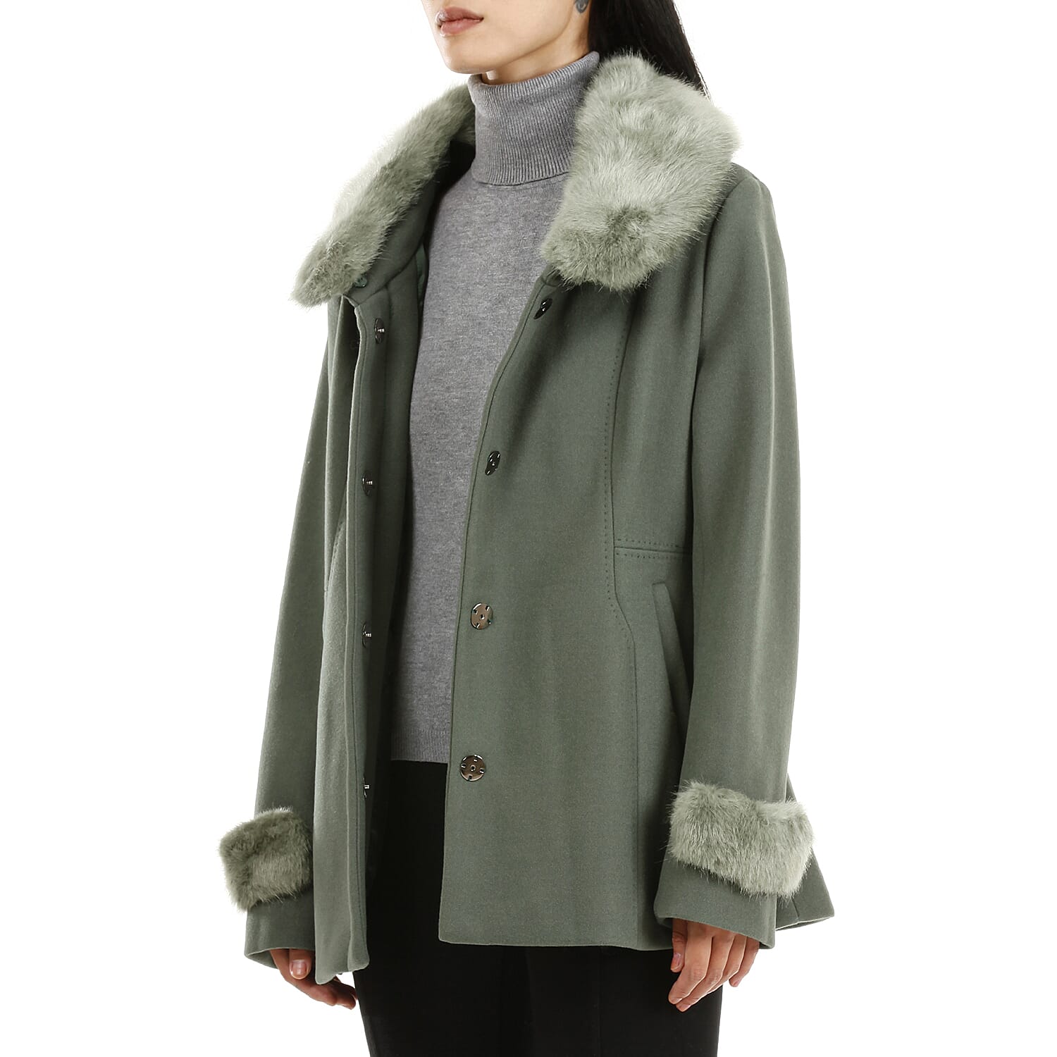 19V69 ITALIA by Alessandro Versace Faux Fur Jacket (Size M) - Green