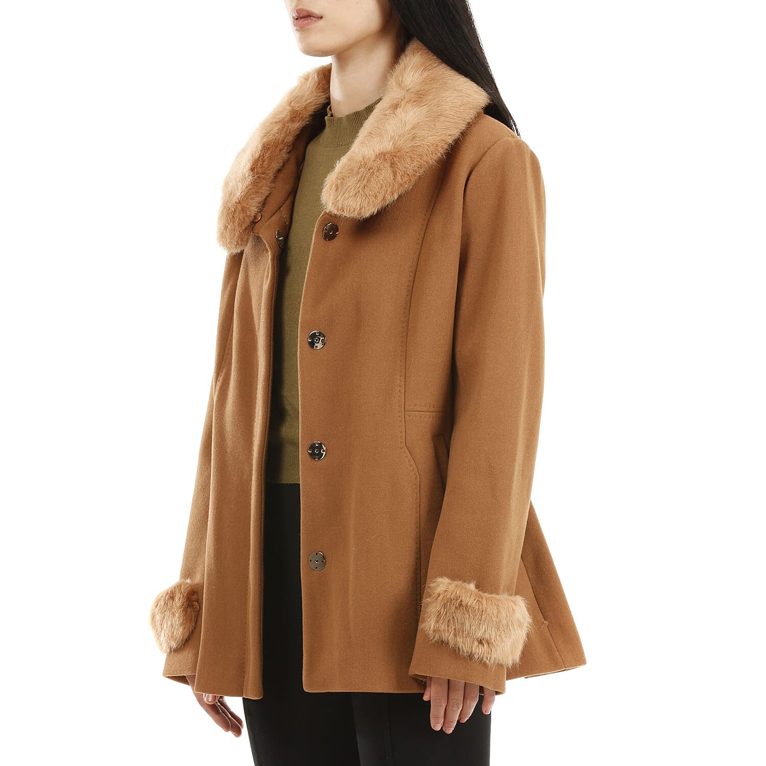19V69 ITALIA by Alessandro Versace Faux Fur Jacket (Size M) - Camel