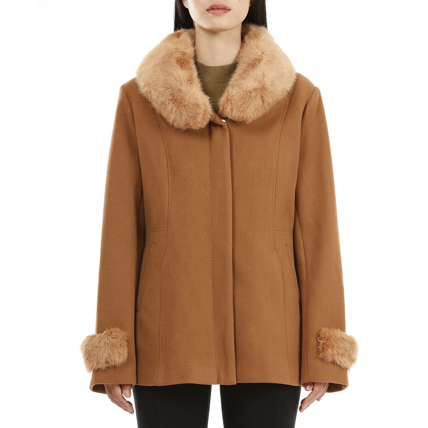 19V69 ITALIA by Alessandro Versace Faux Fur Jacket (Size XL) - Camel