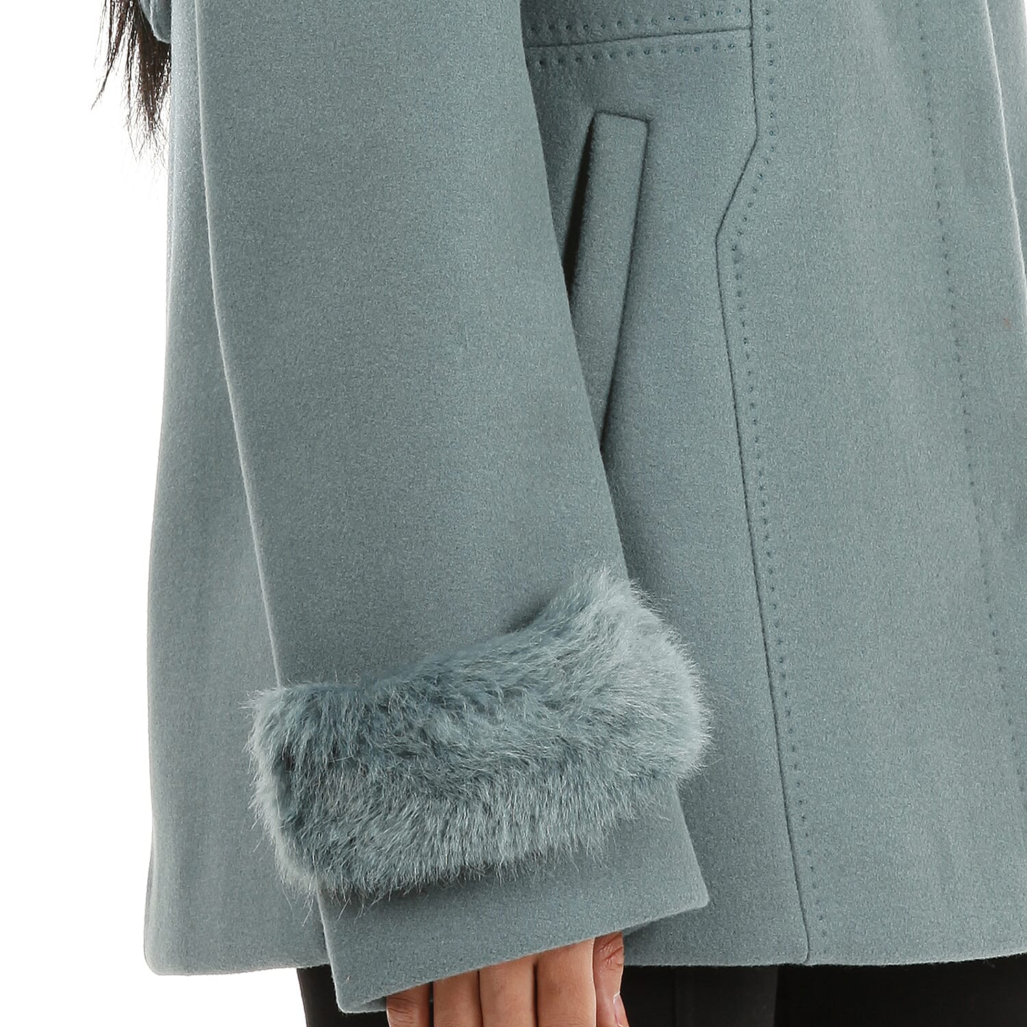 19V69 ITALIA by Alessandro Versace Faux Fur Jacket (Size L) - Teal