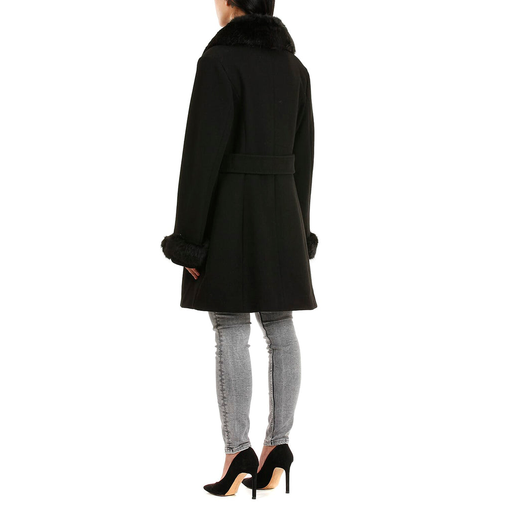 19V69 ITALIA by Alessandro Versace Faux Fur Cuff & Neck Jacket (Size S) - Black