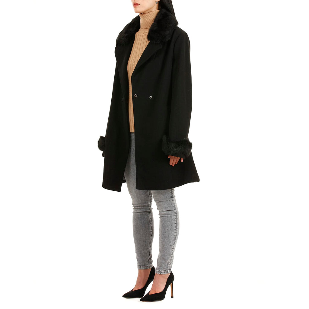 19V69 ITALIA by Alessandro Versace Faux Fur Cuff & Neck Jacket (Size XXL) - Black
