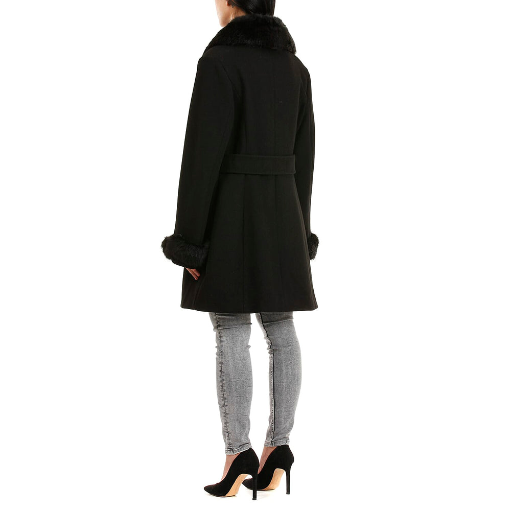 19V69 ITALIA by Alessandro Versace Faux Fur Cuff & Neck Jacket (Size XXXL) - Black