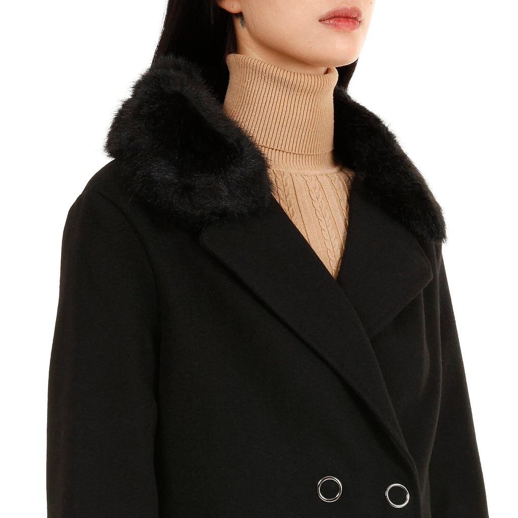 19V69 ITALIA by Alessandro Versace Faux Fur Cuff & Neck Jacket (Size XXXL) - Black