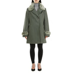 19V69 ITALIA by Alessandro Versace Faux Fur Cuff & Neck Jacket (Size M) - Green