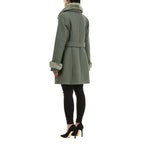 19V69 ITALIA by Alessandro Versace Faux Fur Cuff & Neck Jacket (Size M) - Green