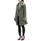 19V69 ITALIA by Alessandro Versace Faux Fur Cuff & Neck Jacket (Size M) - Green