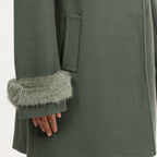 19V69 ITALIA by Alessandro Versace Faux Fur Cuff & Neck Jacket (Size M) - Green