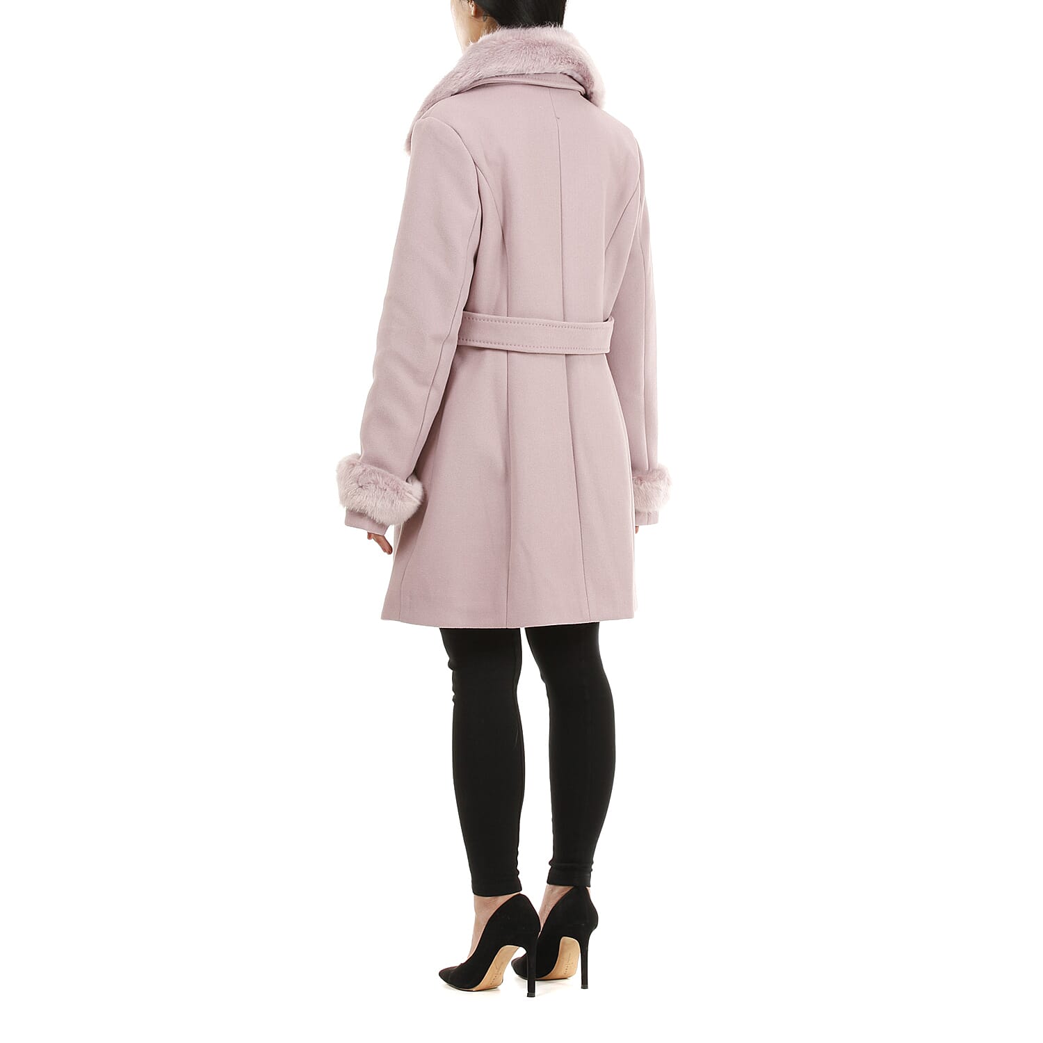 19V69 ITALIA by Alessandro Versace Faux Fur Cuff & Neck Jacket (Size XXL) - Pink