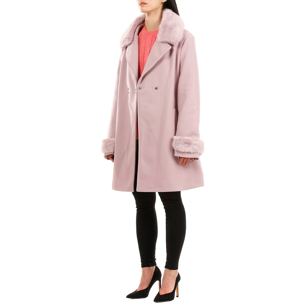 19V69 ITALIA by Alessandro Versace Faux Fur Cuff & Neck Jacket (Size XXL) - Pink
