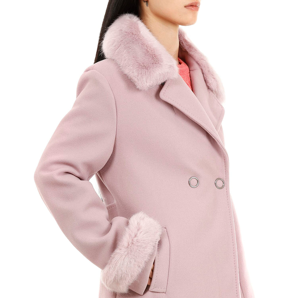 19V69 ITALIA by Alessandro Versace Faux Fur Cuff & Neck Jacket (Size XXL) - Pink