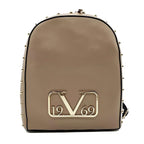 19V69 Womens Leatherette Backpack with Adjustable Shoulder Straps - Dark Beige