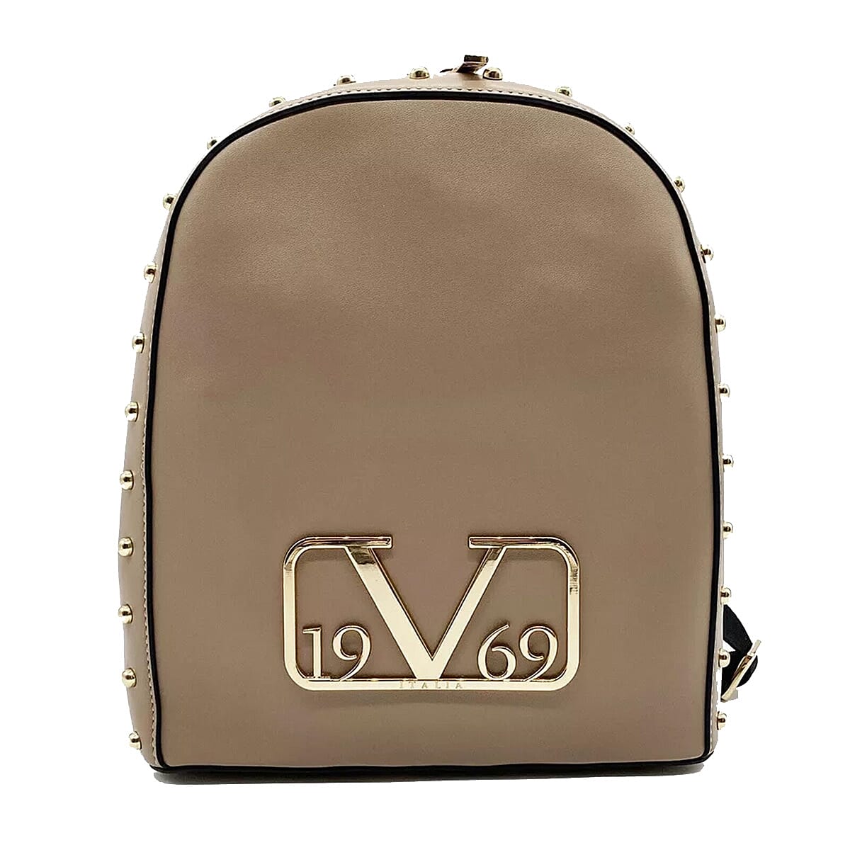 19V69 Womens Leatherette Backpack with Adjustable Shoulder Straps - Dark Beige