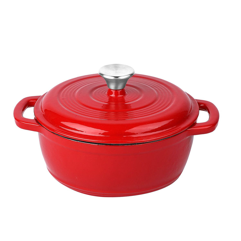 Homesmart Enamelled Cast Iron Dutch Oven Pot  with Lid (3L) - Red