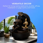 2-In-1 Yoga Statue Buddha Greeting and Teaching Water Fountain LED Light With Incense Burner (30pcs Incense) - Grey - Gold